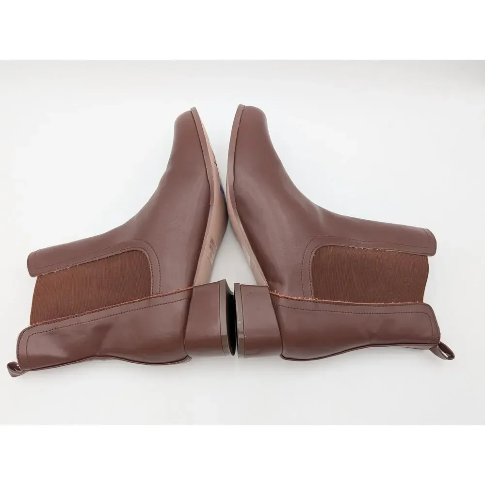 Chase + Chloe Junie Ankle Boots Elastic Panel Women's Cognac Brown Sz US8.5 EU39